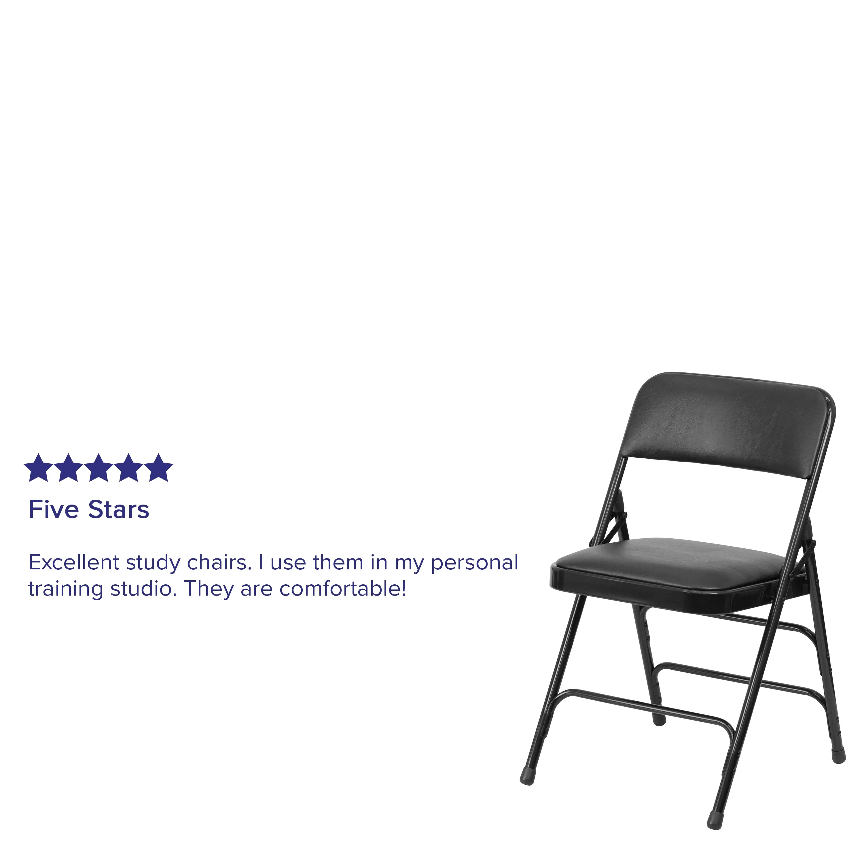HERCULES Series Metal Folding Chairs with Padded Seats | Set of 2 Black Metal Folding Chairs