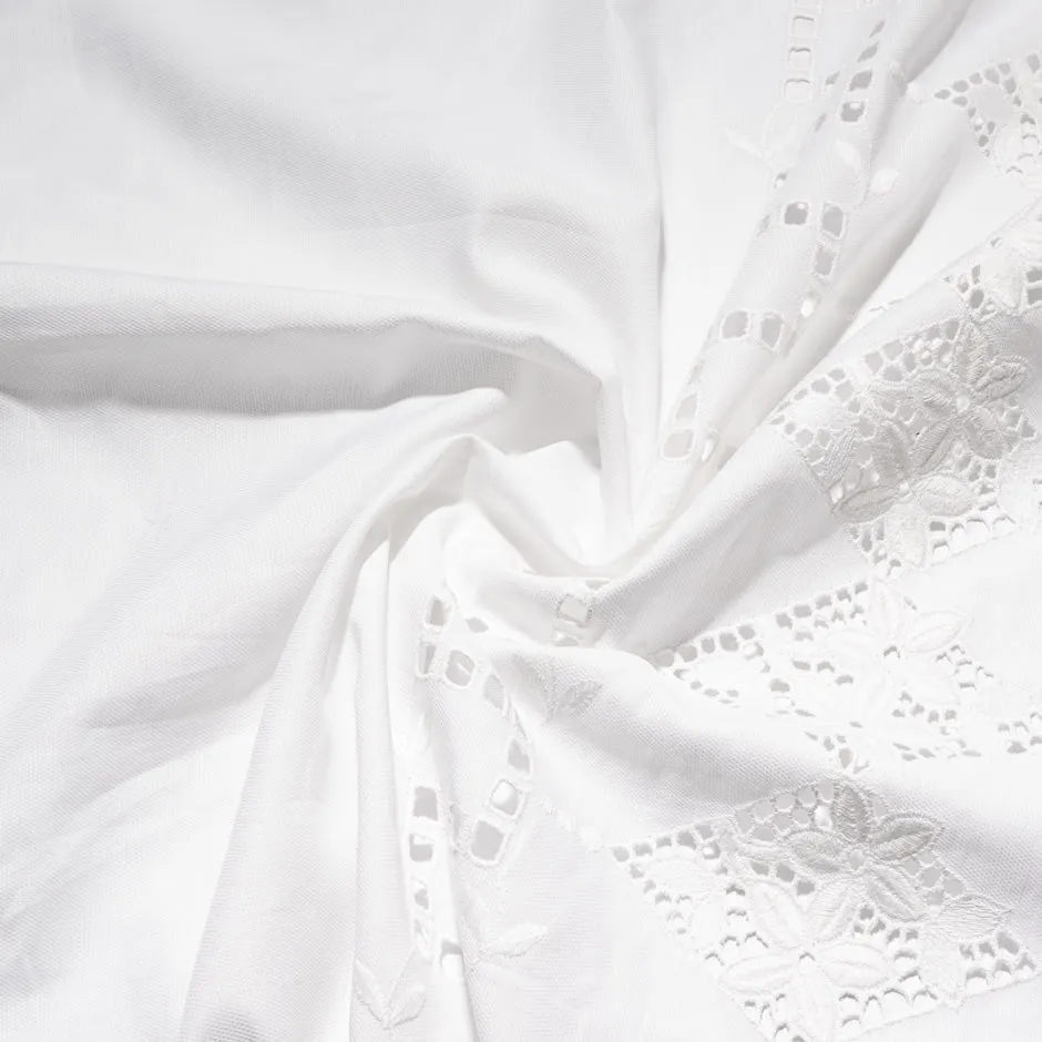 One-Sided Open Work Embroidered Pure Cotton