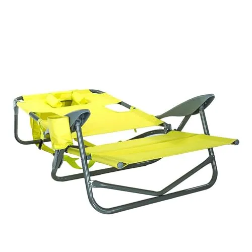 Ostrich On-Your-Back Lightweight Beach Reclining Lounge Lawn Chair w/Backpack Straps, Outdoor Furniture for Pool, Camping, Patio, or Backyard, Green