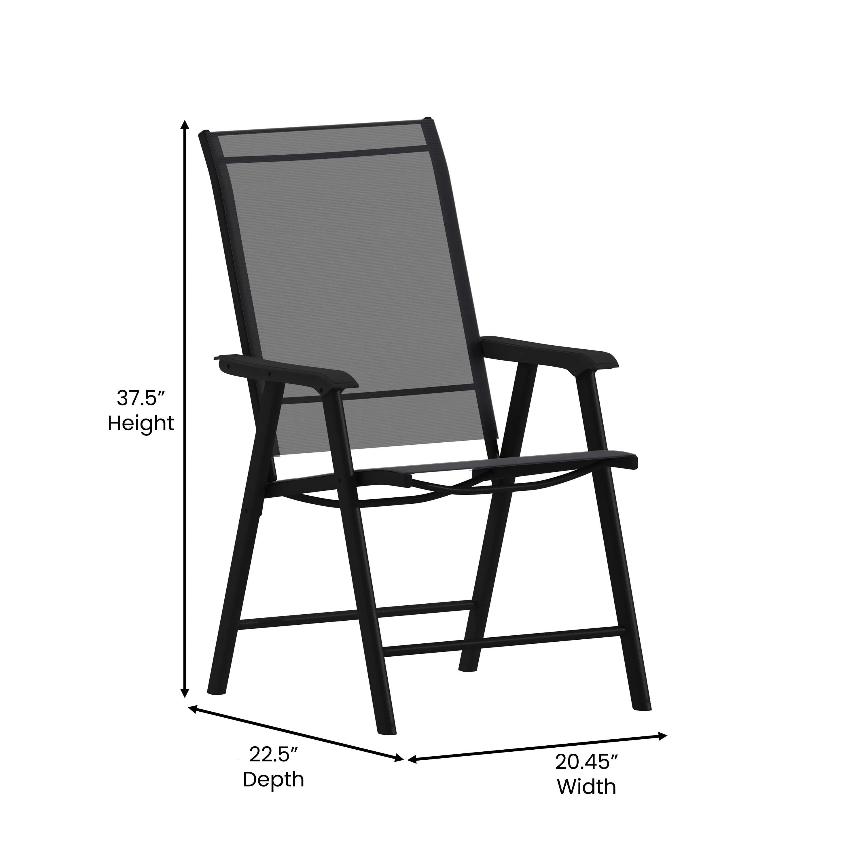 Paladin Black Outdoor Folding Patio Sling Chair