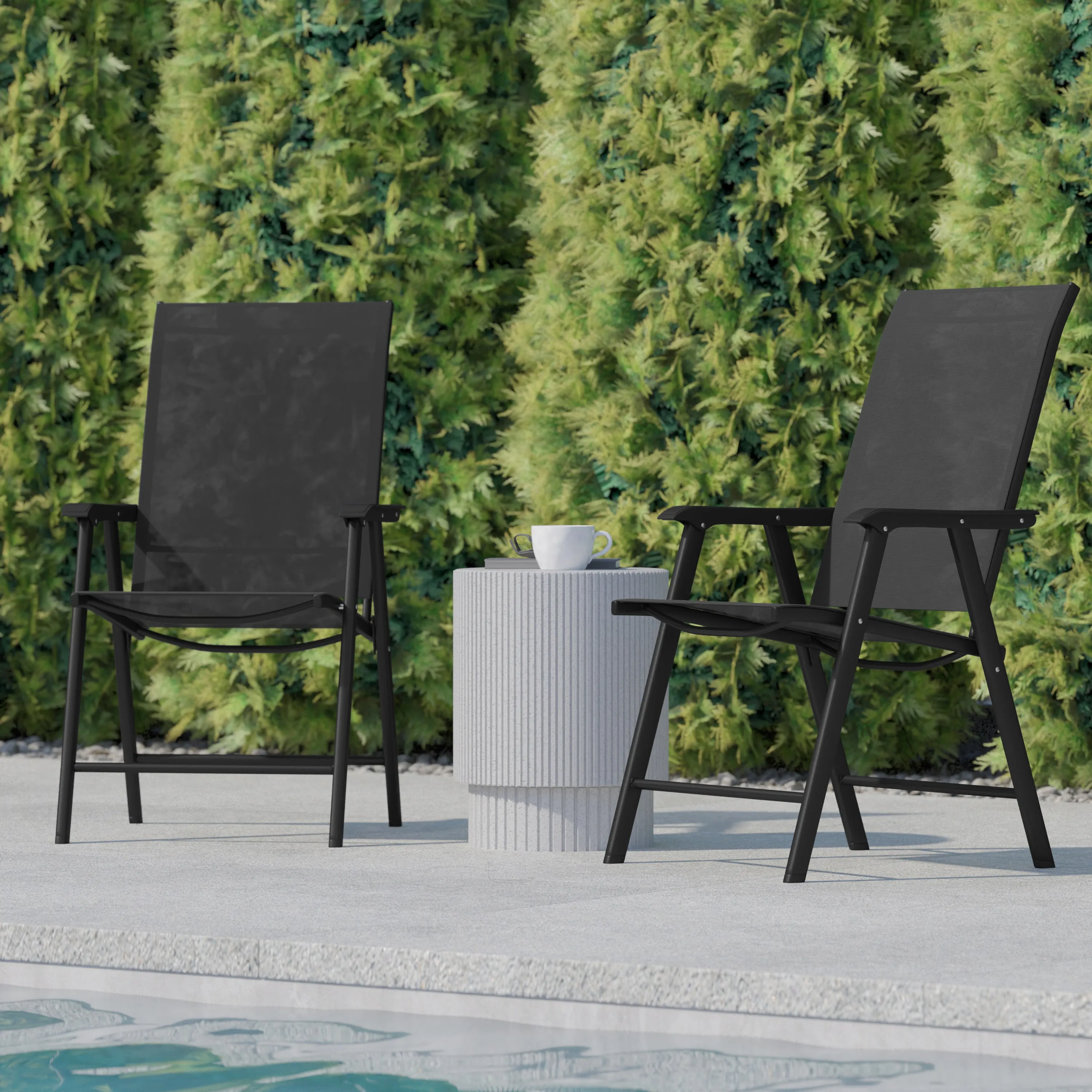 Paladin Black Outdoor Folding Patio Sling Chair