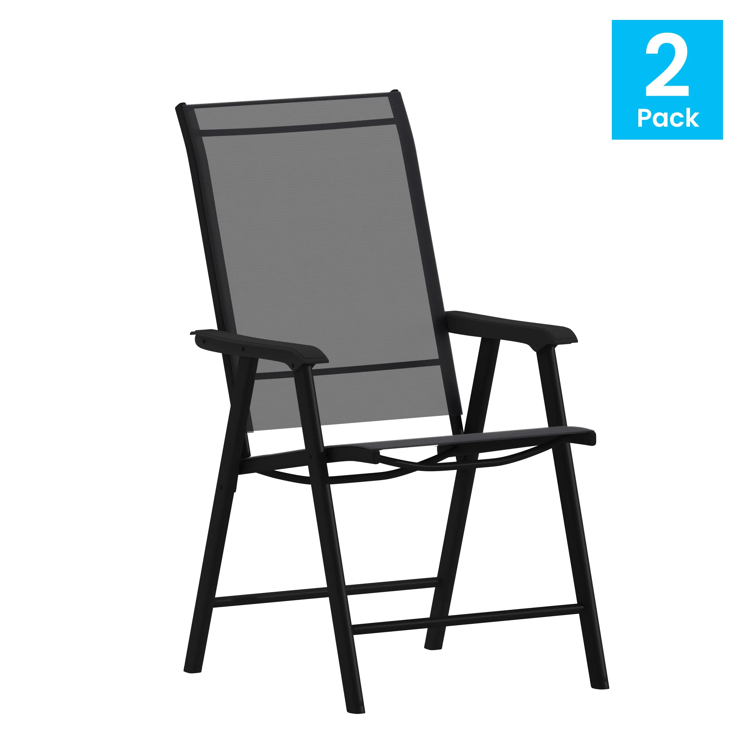 Paladin Black Outdoor Folding Patio Sling Chair