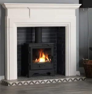 Penmann Conventional Flue Natural Gas Log Effect Gas Stove - Matt Black with Skirted Legs
