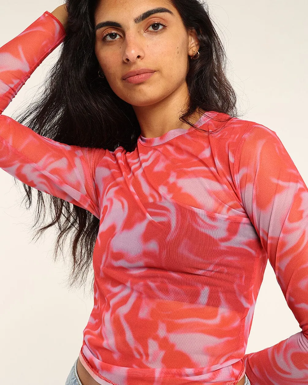 Pink Aurora Mesh Top