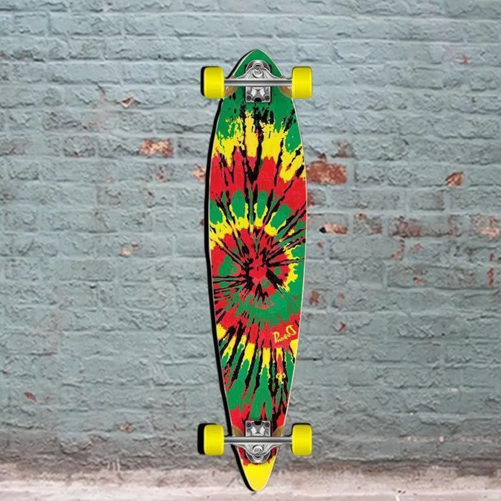Punked Tiedye Rasta Pintail 40" Longboard