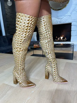 Reptile Boots Nude