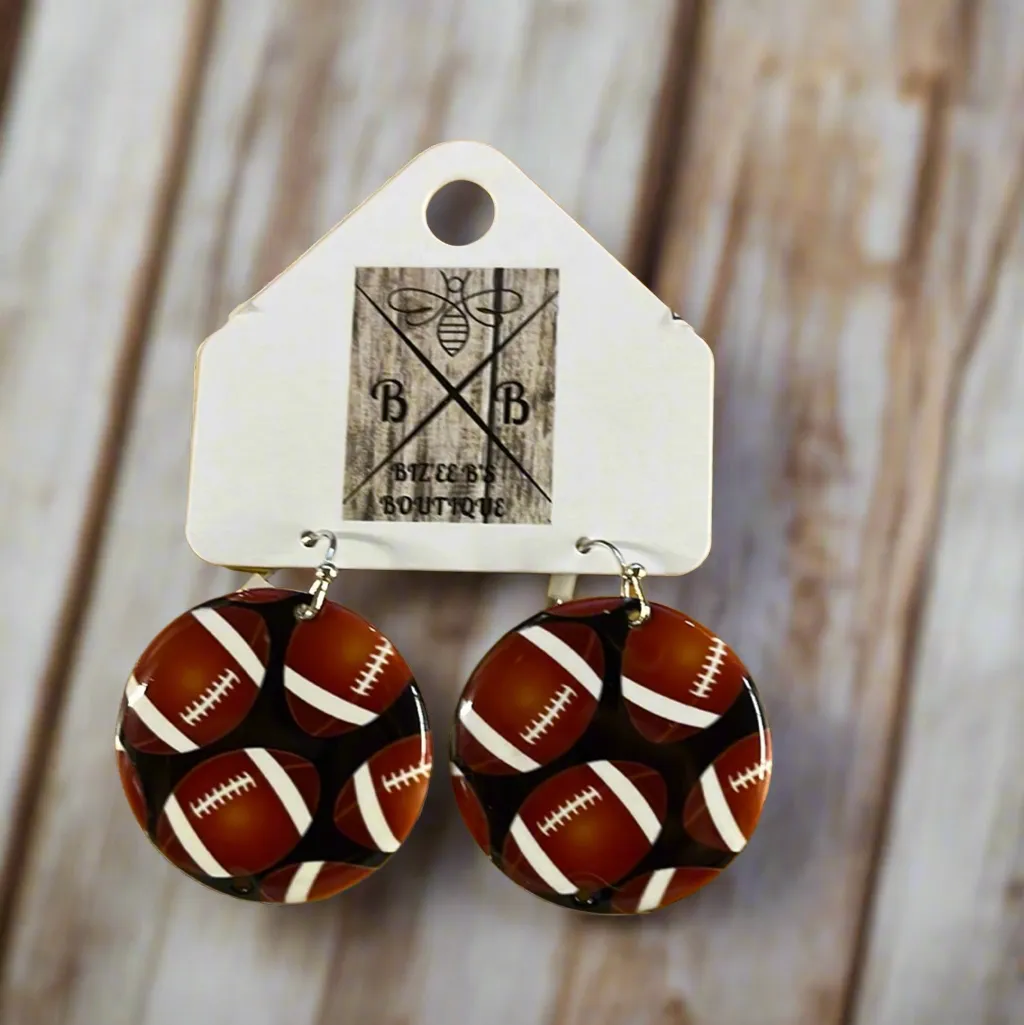 Round Football Earrings