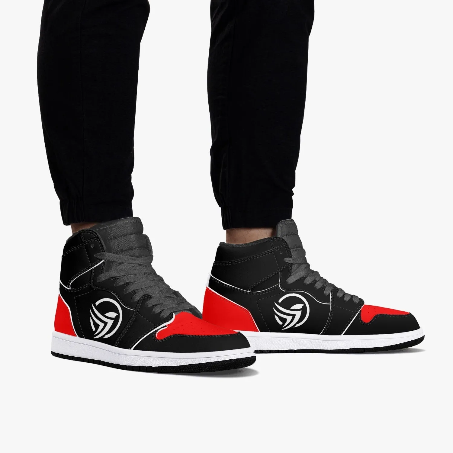 Unstax Red/Black High-Top Leather Sneakers
