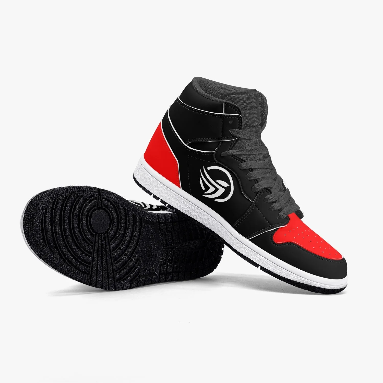Unstax Red/Black High-Top Leather Sneakers