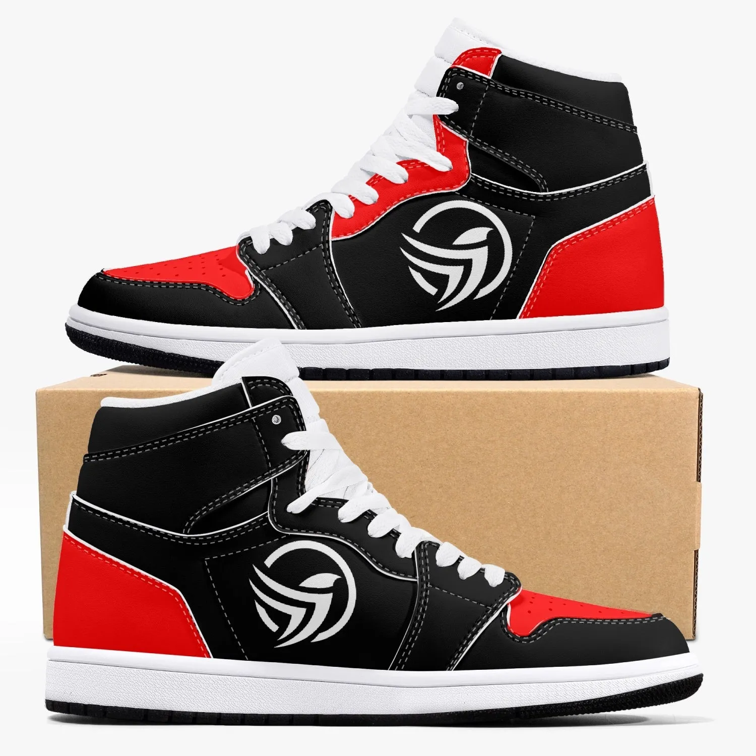 Unstax Red/Black High-Top Leather Sneakers