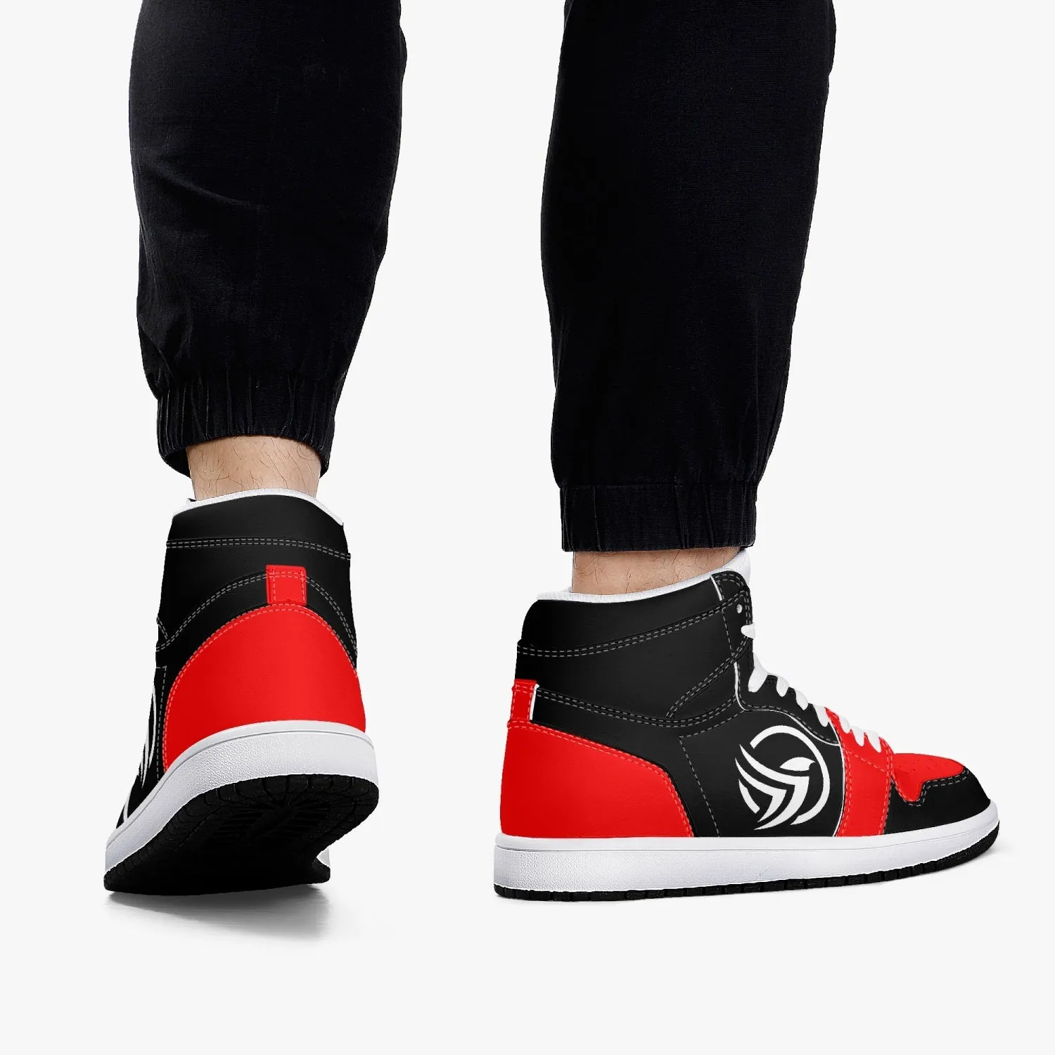 Unstax Red/Black High-Top Leather Sneakers